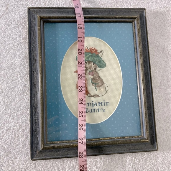Vintage Handmade Benjamin Bunny Framed Cross Stitch Art - Picture 2 of 11